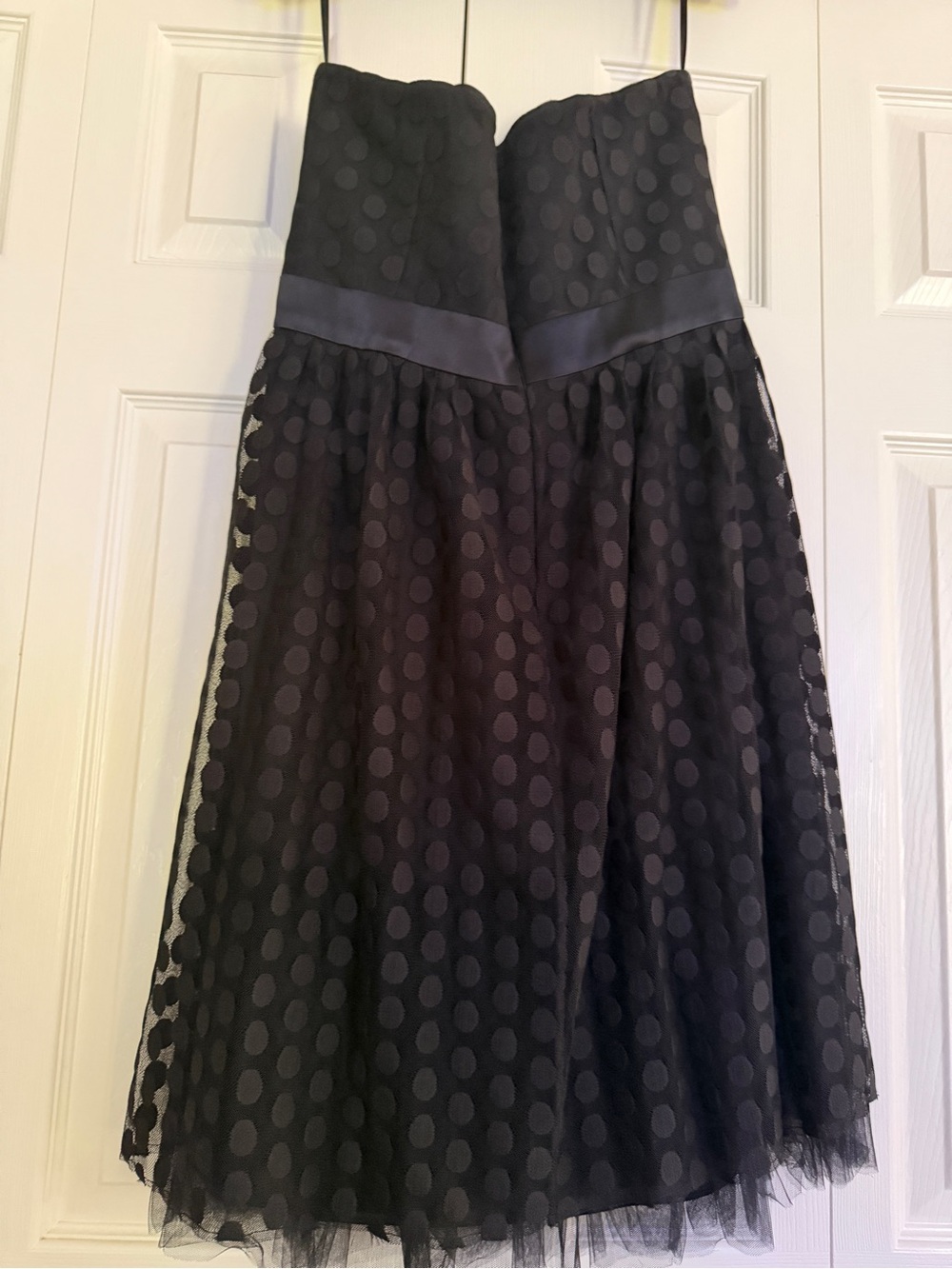 White House Black Market Black Strapless Polka Dot A-Line Dress - Picture 2 of 4